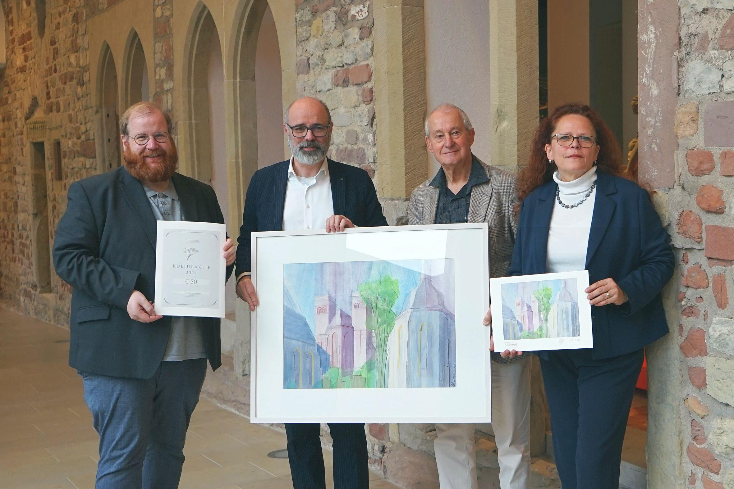 Bei der Vorstellung der neuen Kulturaktie von links: Markus Nöhl, Dr. Andreas Ammer, Ulrich Lebenstedt und Dr. Bärbel Schulte.
