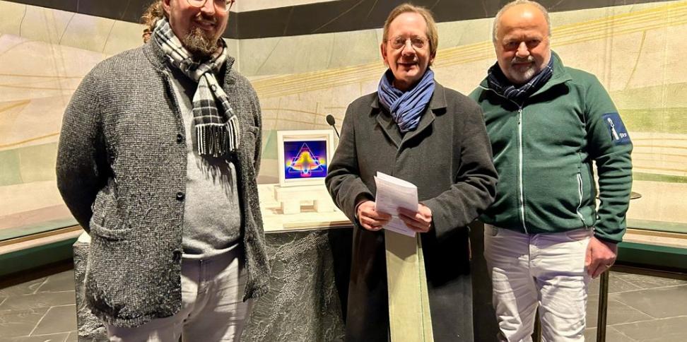 Sie gestalten das neue Gottesdienstformat in Konz: JProf. Dr. Samuel Acloque, Pfarrer Georg Dehn, Prof. Karl Ludwig Kreutz (von links).