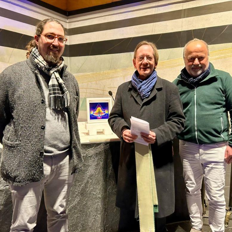 Sie gestalten das neue Gottesdienstformat in Konz: JProf. Dr. Samuel Acloque, Pfarrer Georg Dehn, Prof. Karl Ludwig Kreutz (von links).