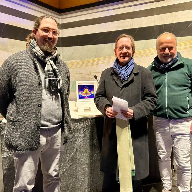 Sie gestalten das neue Gottesdienstformat in Konz: JProf. Dr. Samuel Acloque, Pfarrer Georg Dehn, Prof. Karl Ludwig Kreutz (von links).