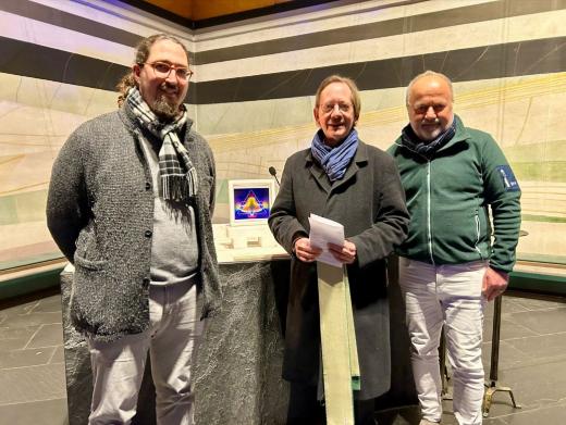 Sie gestalten das neue Gottesdienstformat in Konz: JProf. Dr. Samuel Acloque, Pfarrer Georg Dehn, Prof. Karl Ludwig Kreutz (von links).