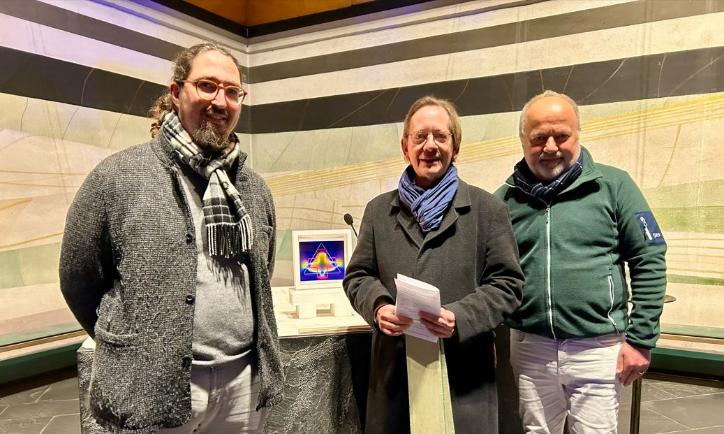 Sie gestalten das neue Gottesdienstformat in Konz: JProf. Dr. Samuel Acloque, Pfarrer Georg Dehn, Prof. Karl Ludwig Kreutz (von links).