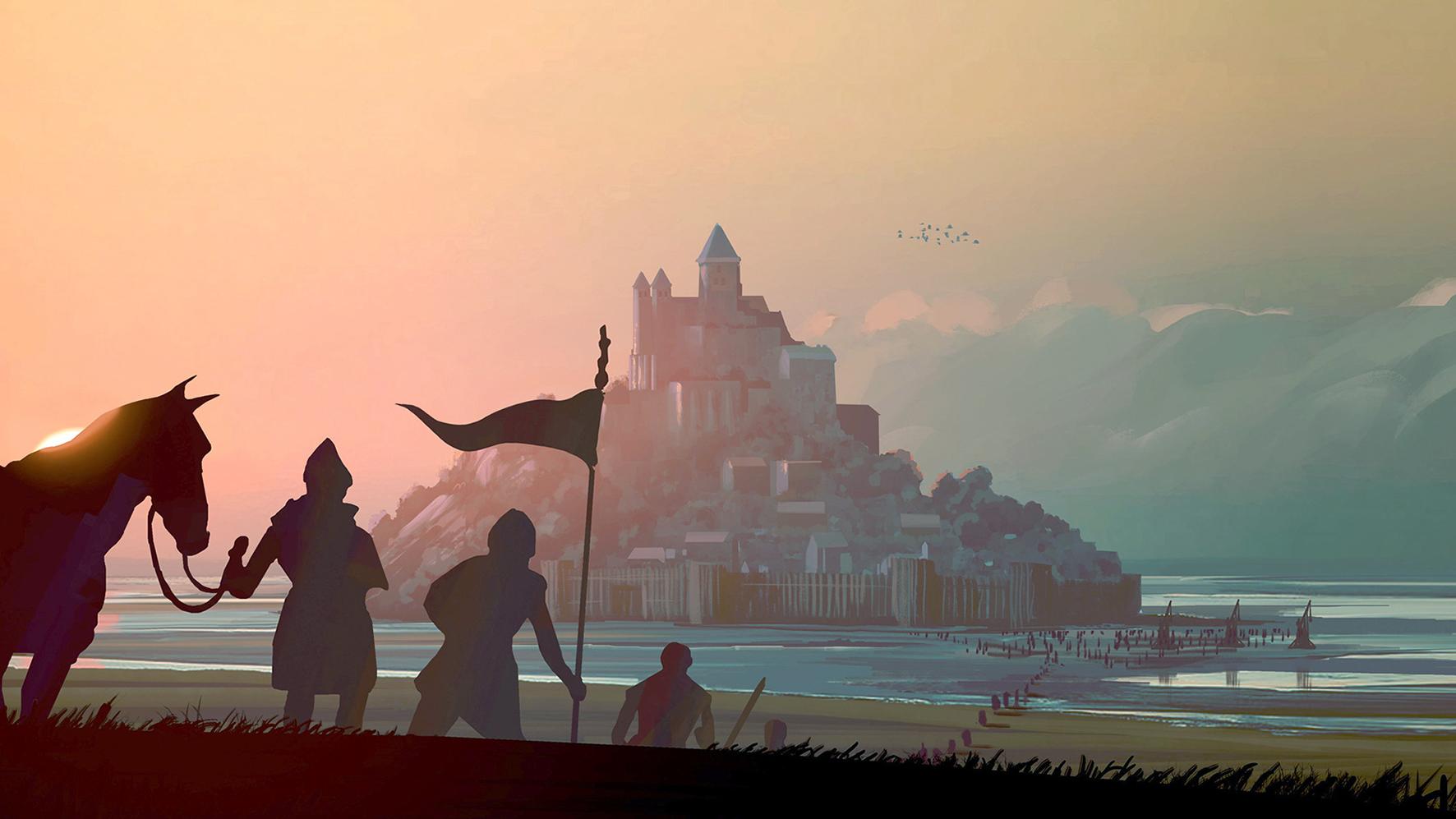 Zeichentrickbild des Mont-Saint-Michel