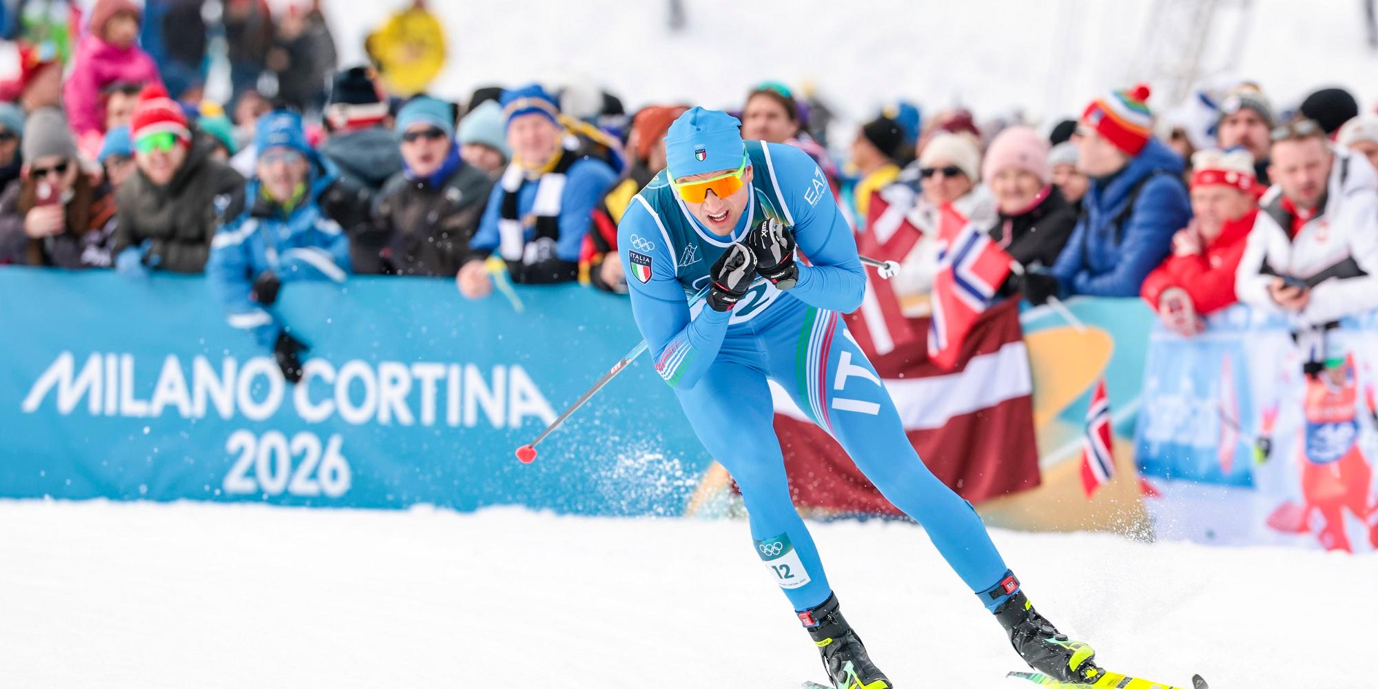 Der Italiener Simone Mocellini bei der Skilanglauf-Qualifikation der Olympischen Winterspielen in Mailand und Cortina d’Ampezzo. (c) imago images Der Italiener Simone Mocellini bei der Skilanglauf-Qualifikation der Olympischen Winterspielen in Mailand und Cortina d’Ampezzo.