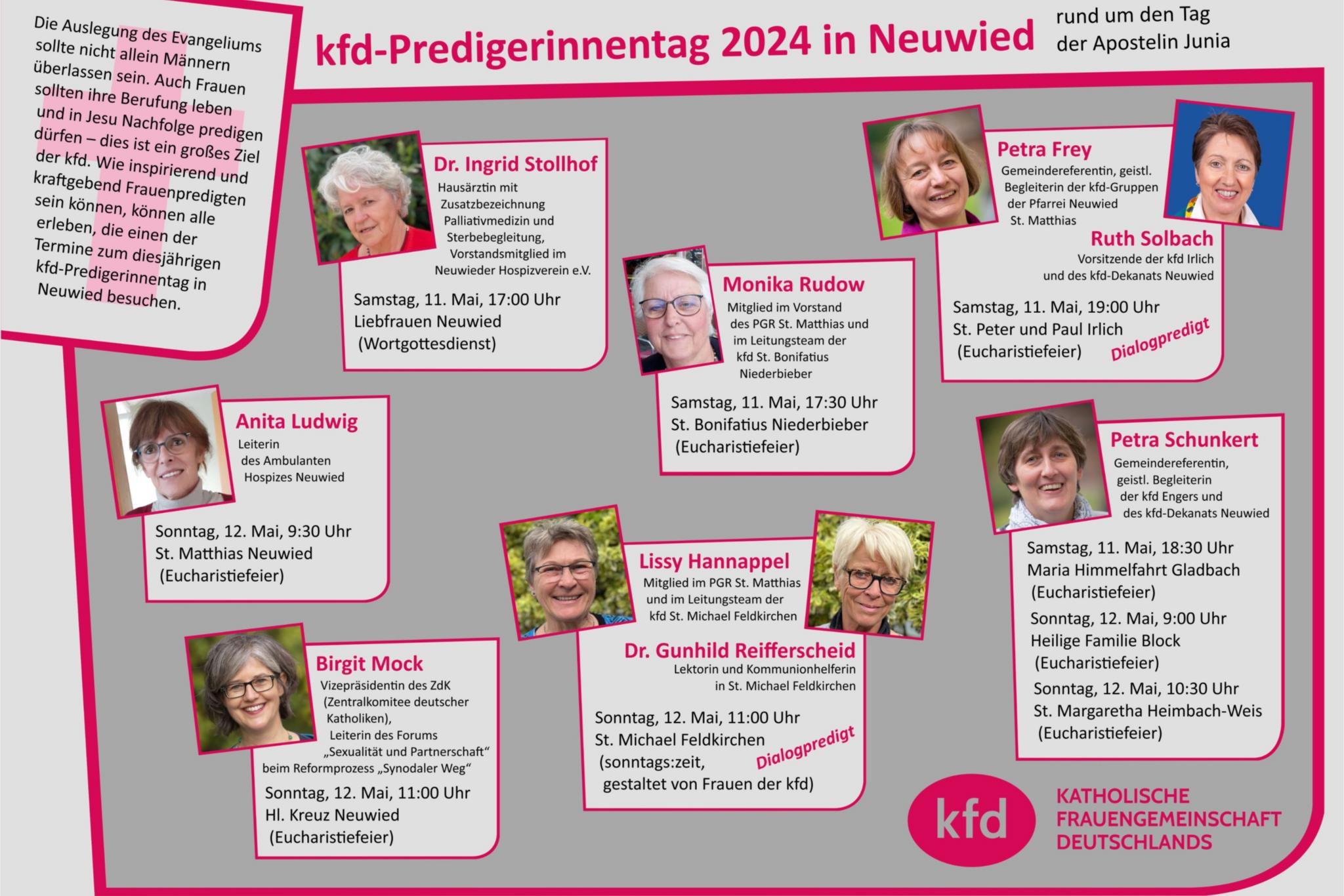 Mit diesem Plakat machen die Predigerinnen im Pastoralen Raum Neuwied auf ihre Termine aufmerksam.