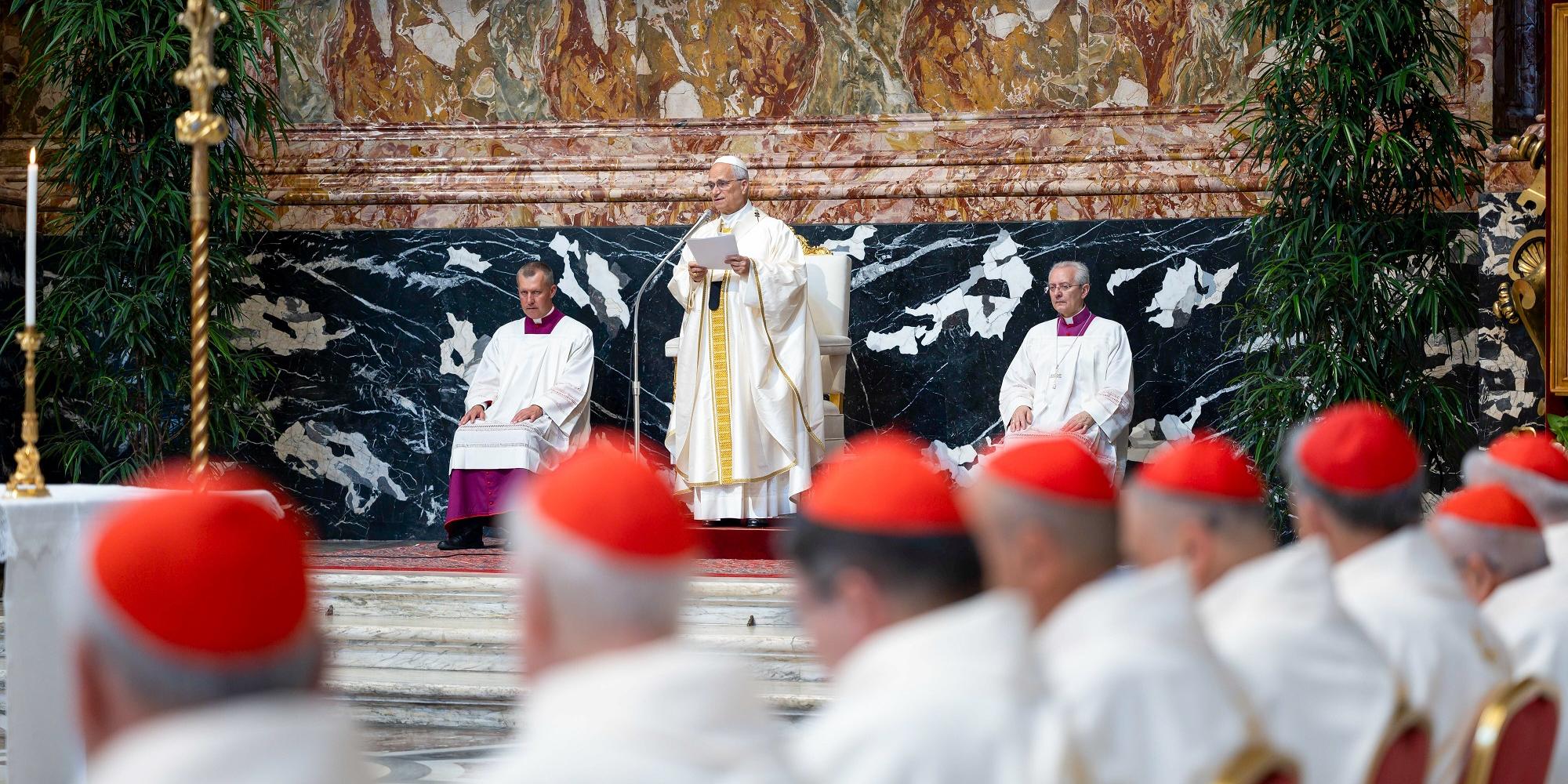Gottesdienst mit Papst Leo XIV. zur Eröffnung des außerordentlichen Konsistoriums am 26. Juni im Petersdom. (c) Vatican Media/Romano Siciliani/KNA Gottesdienst mit Papst Leo XIV. zur Eröffnung des außerordentlichen Konsistoriums am 26. Juni im Petersdom.